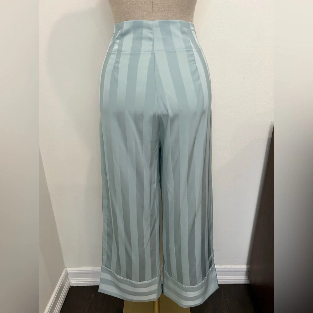 VERA & LUCY - Mint Striped Silky Trouser & Blazer Suit Size S - Picture 4 of 16